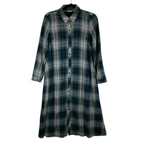J.JILL Plaid Long Sleeve Button Front Maxi Shirt Dress Women's